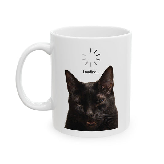 Awake Loading Cat Mug — Funny Morning Coffee Ceramic Mug (11oz, 15oz)
