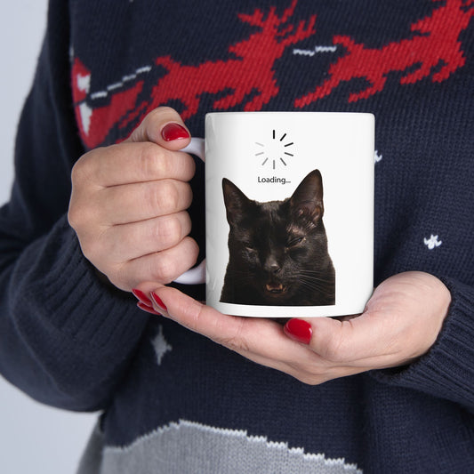 Awake Loading Cat Mug — Funny Morning Coffee Ceramic Mug (11oz, 15oz)